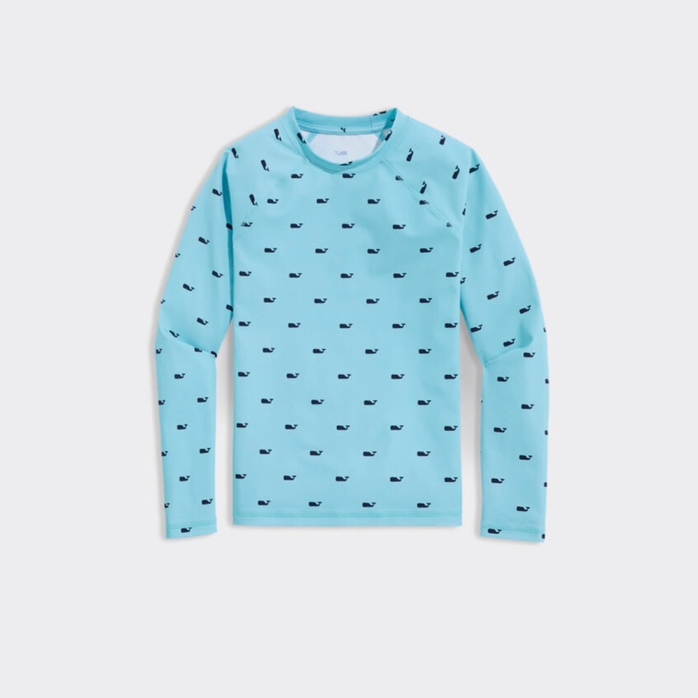 Kids Boys Vineyard Vines Raglan Rashguard in Whale Mist Blue/Navy Size 4